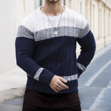 Men’s Color-Block Crew Neck Sweater | Stylish Multicolor Pullover