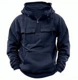 Men's Zip-Up Hoodie Thick Winter Sweatshirt with Drawstring & Pocket