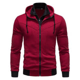 Men’s Sports Leisure Color-Block Hooded Jacket – Slim Fit Cardigan