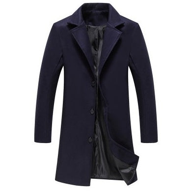 Men’s Solid Color Woolen Coat – Casual Business Autumn Winter Jacket