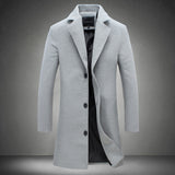Men’s Solid Color Woolen Coat – Casual Business Autumn Winter Jacket