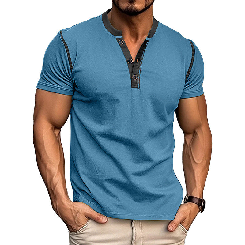 Men’s Fashion Short-Sleeved Polo Shirt | Summer V-Neck T-Shirt Top