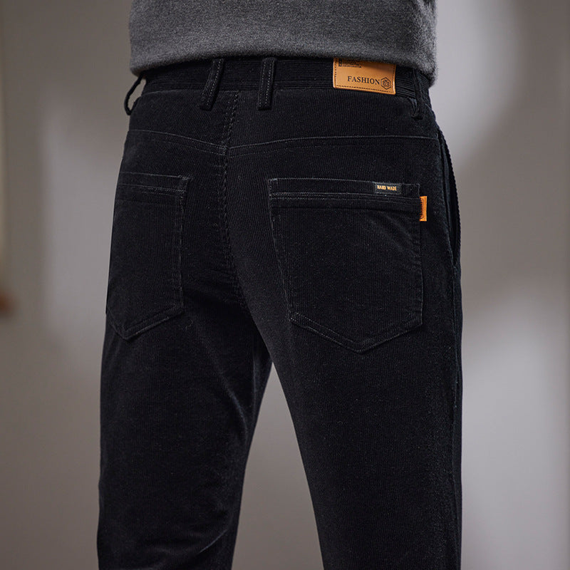 Men’s Slim Fit Corduroy Trousers | Warm Straight Casual Pants