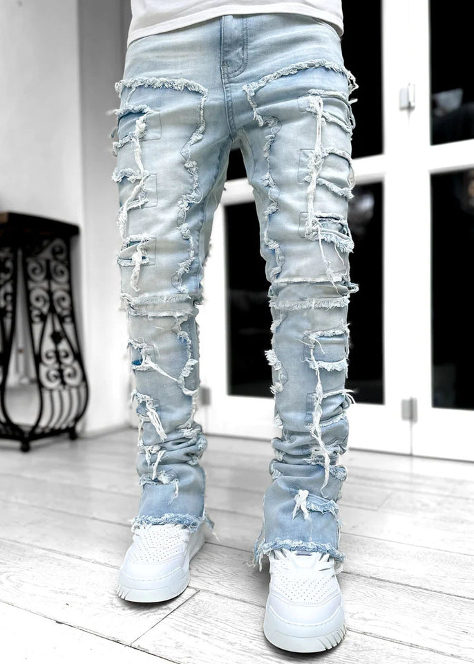 Men’s Ripped Stacked Jeans Pants