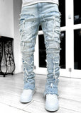 Men’s Ripped Stacked Jeans Pants
