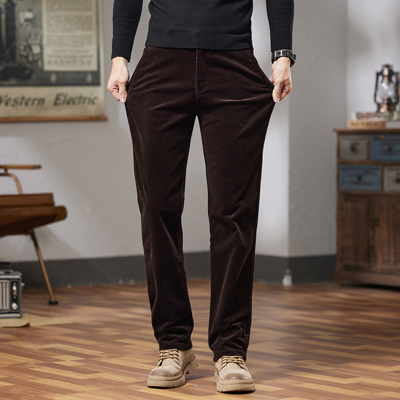 Men’s Slim Fit Corduroy Trousers | Warm Straight Casual Pants
