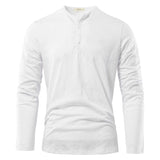 Men’s Solid Color Casual Cotton Long-Sleeved Top | Soft Pullover