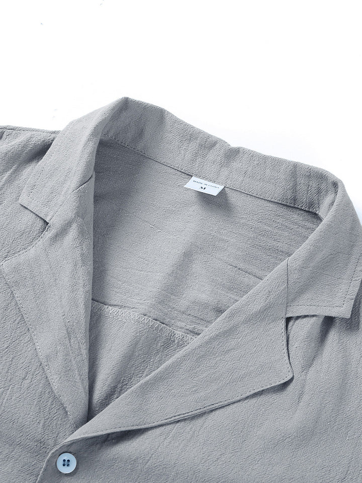 Men's Casual Button Down Short Sleeve Beach Shirt | Summer Cotton Linen Top
