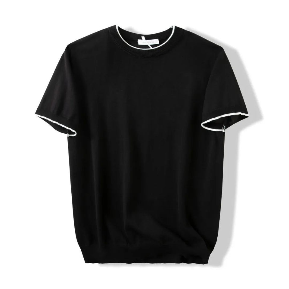 Lazy & Versatile Knitted Round Neck T-shirt for Men | Summer Style