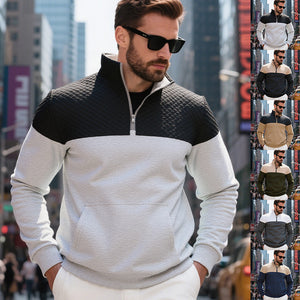 Men’s Heavy Fleece-Lined Zipper Sweater | Warm Winter Stand Collar