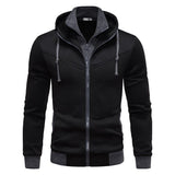 Men’s Sports Leisure Color-Block Hooded Jacket – Slim Fit Cardigan