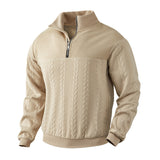 Men’s Jacquard Quarter-Zip Warm Pullover Hoodie | Fall Winter Fashion