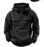 Men's Zip-Up Hoodie Thick Winter Sweatshirt with Drawstring & Pocket