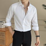 Men’s Slim Fit Business Shirt – Long Sleeve, 7 Colors, Soft Luster