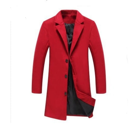 Men’s Solid Color Woolen Coat – Casual Business Autumn Winter Jacket