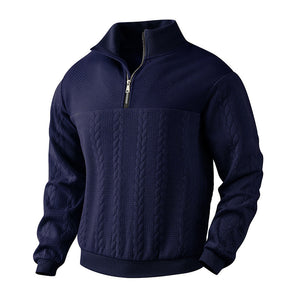 Men’s Jacquard Quarter-Zip Warm Pullover Hoodie | Fall Winter Fashion