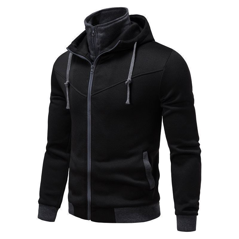 Men’s Sports Leisure Color-Block Hooded Jacket – Slim Fit Cardigan