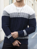 Men’s Color-Block Crew Neck Sweater | Stylish Multicolor Pullover
