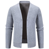 Men’s Warm Fleece-Lined Knit Cardigan Sweater – Solid Color