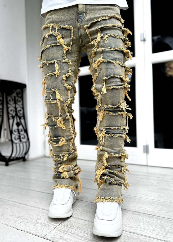 Men’s Ripped Stacked Jeans Pants