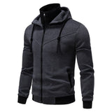 Men’s Sports Leisure Color-Block Hooded Jacket – Slim Fit Cardigan