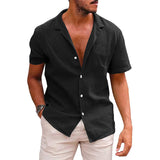 Men's Casual Button Down Short Sleeve Beach Shirt | Summer Cotton Linen Top