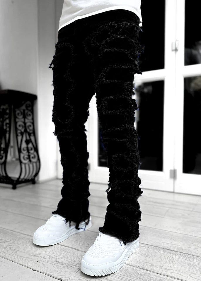 Men’s Ripped Stacked Jeans Pants