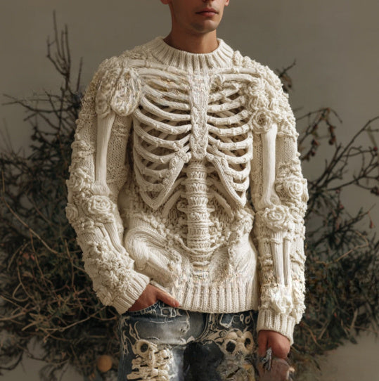 Men’s 3D Digital Print Sweater | Trendy Casual Thick Knit Pullover