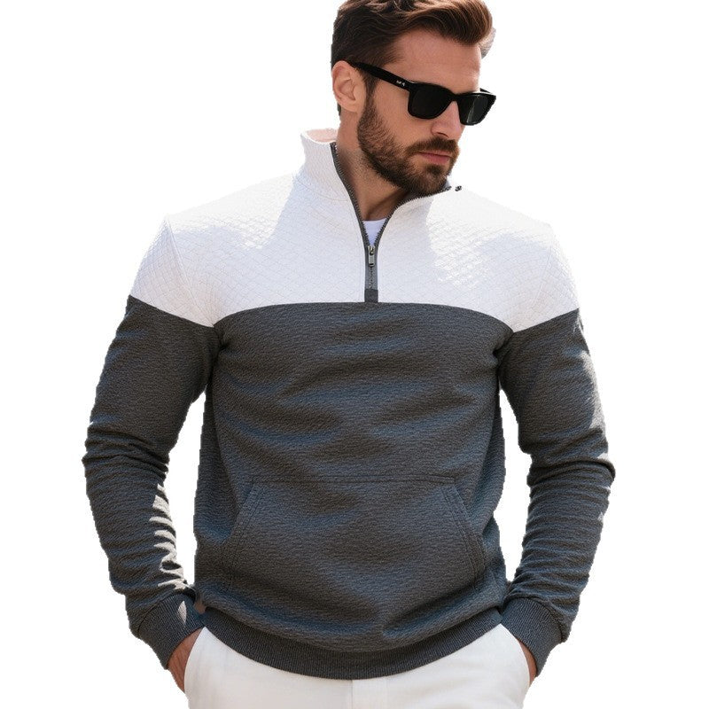 Men’s Heavy Fleece-Lined Zipper Sweater | Warm Winter Stand Collar