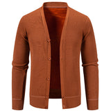 Men’s Warm Fleece-Lined Knit Cardigan Sweater – Solid Color