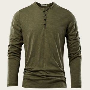 Men’s Solid Color Casual Cotton Long-Sleeved Top | Soft Pullover