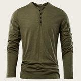 Men’s Solid Color Casual Cotton Long-Sleeved Top | Soft Pullover