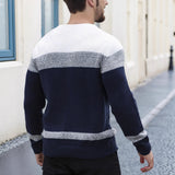 Men’s Color-Block Crew Neck Sweater | Stylish Multicolor Pullover