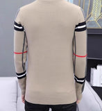 Men’s Slim-Fit Contrast Knit Sweater | Warm Round Neck Pullover