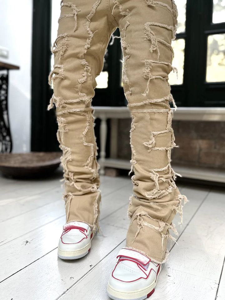 Men’s Ripped Stacked Jeans Pants