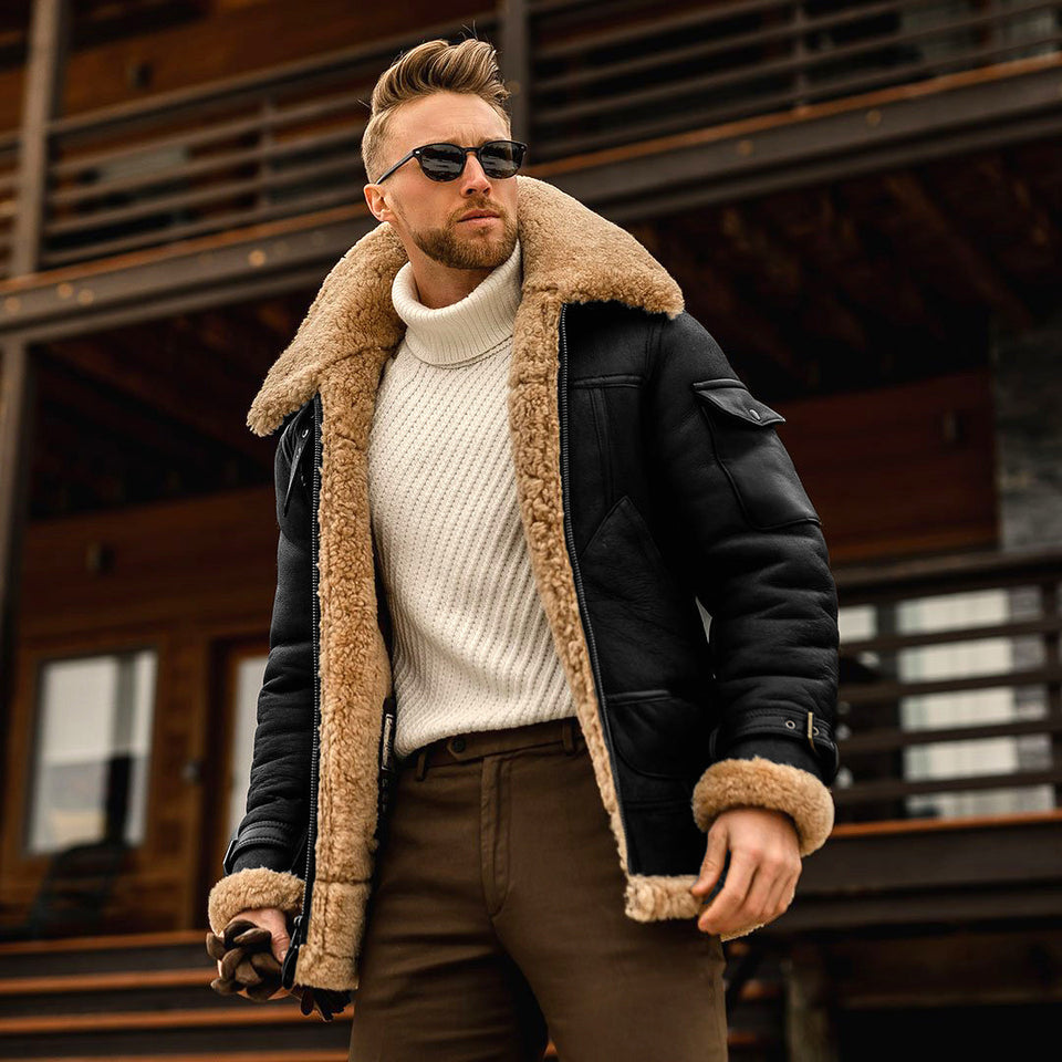 Men’s Winter Military Fleece Jacket – Tactical Warm Fur Collar Coat