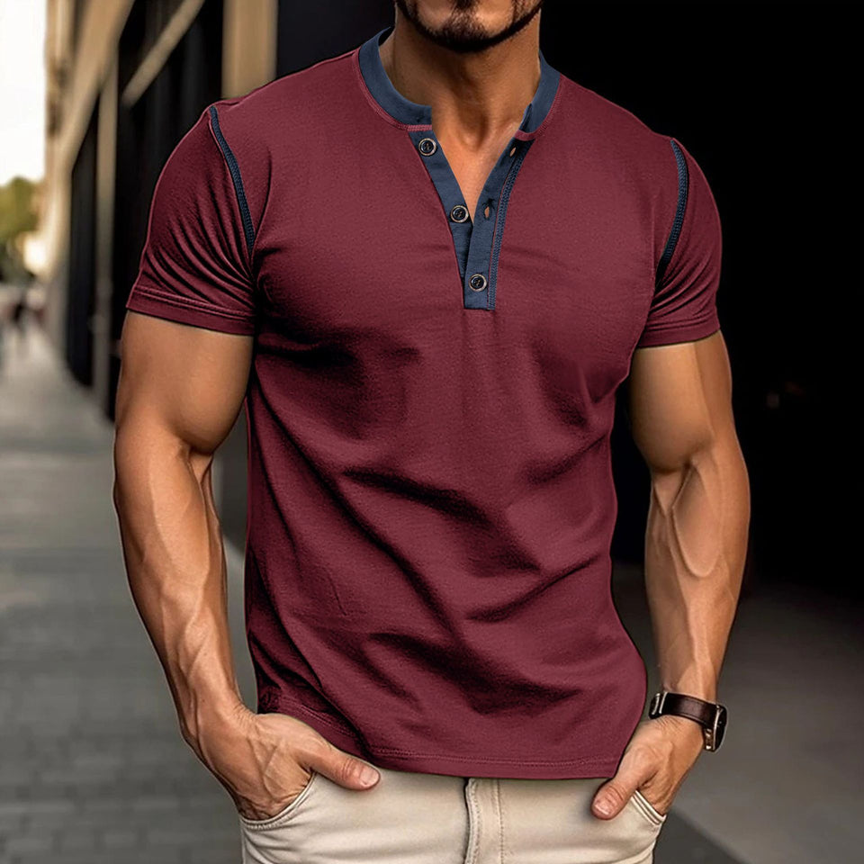 Men’s Fashion Short-Sleeved Polo Shirt | Summer V-Neck T-Shirt Top