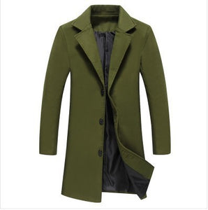 Men’s Solid Color Woolen Coat – Casual Business Autumn Winter Jacket
