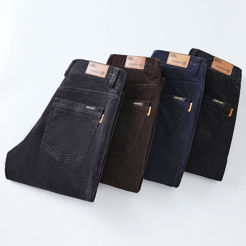 Men’s Slim Fit Corduroy Trousers | Warm Straight Casual Pants