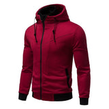 Men’s Sports Leisure Color-Block Hooded Jacket – Slim Fit Cardigan