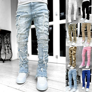 Men’s Ripped Stacked Jeans Pants