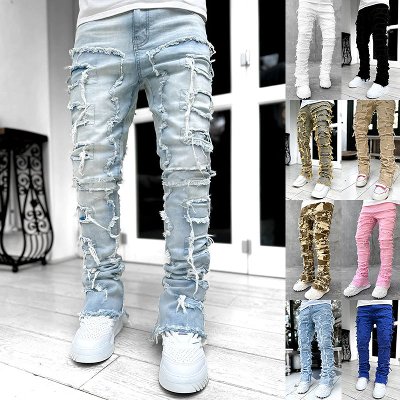 Men’s Ripped Stacked Jeans Pants