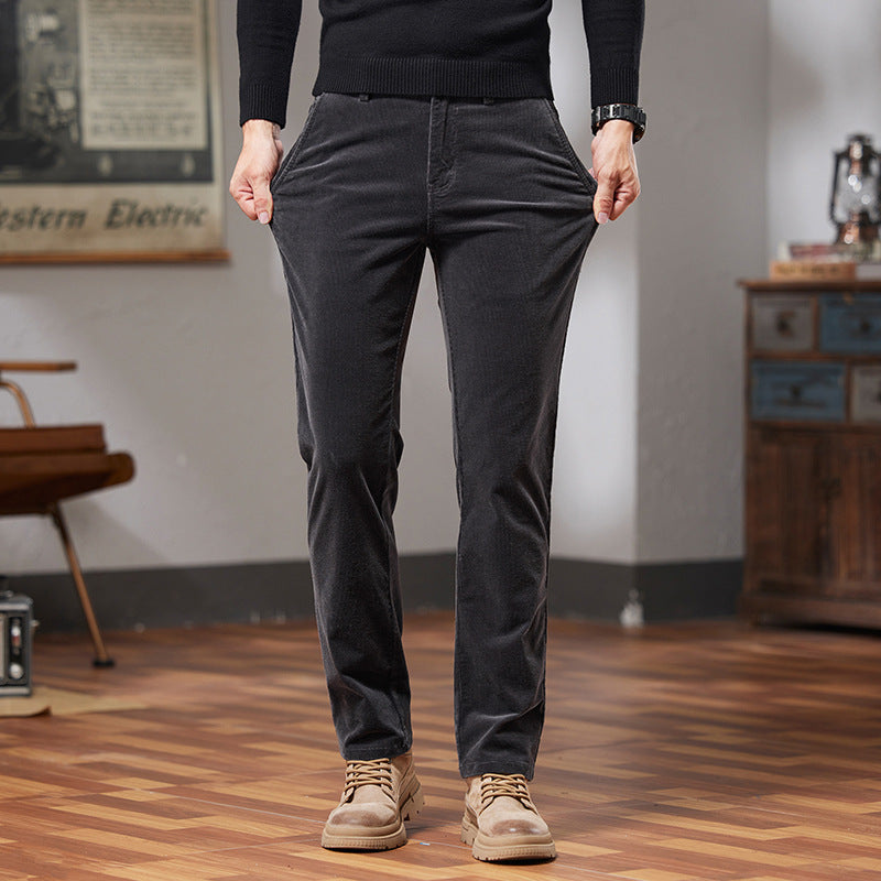 Men’s Slim Fit Corduroy Trousers | Warm Straight Casual Pants