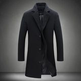Men’s Solid Color Woolen Coat – Casual Business Autumn Winter Jacket