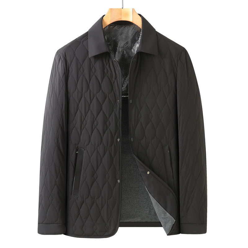 Men’s Lightweight Diamond Lattice Cotton-Padded Jacket | Autumn Coat