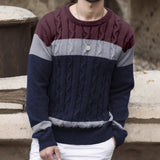 Men’s Color-Block Crew Neck Sweater | Stylish Multicolor Pullover