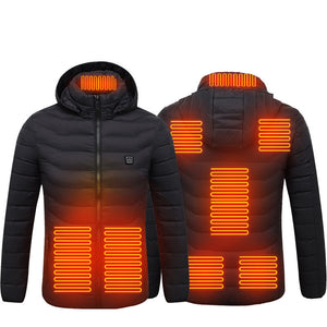 Men’s Heated Puffer Jacket – 9 Heat Zones, Hooded Electric Coat