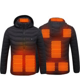 Men’s Heated Puffer Jacket – 9 Heat Zones, Hooded Electric Coat