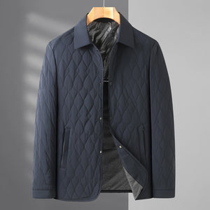 Men’s Lightweight Diamond Lattice Cotton-Padded Jacket | Autumn Coat