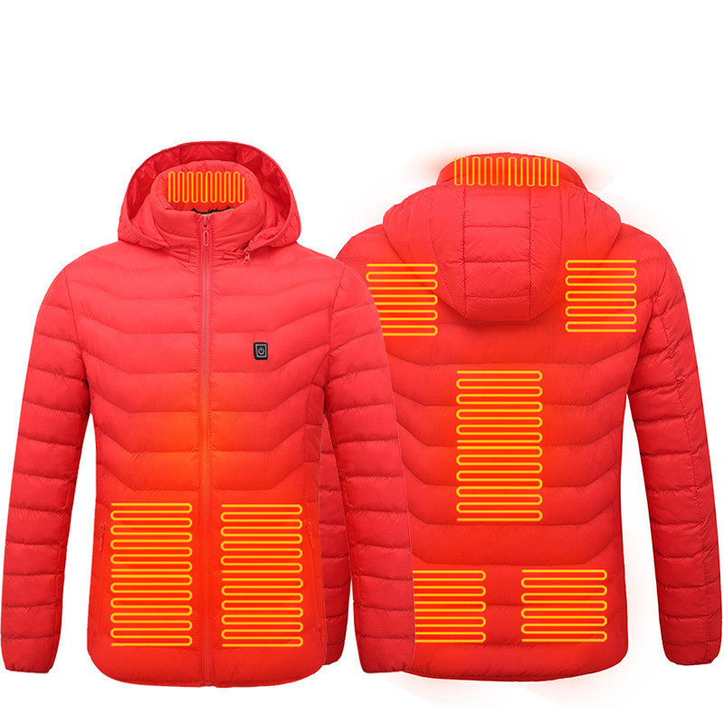 Men’s Heated Puffer Jacket – 9 Heat Zones, Hooded Electric Coat